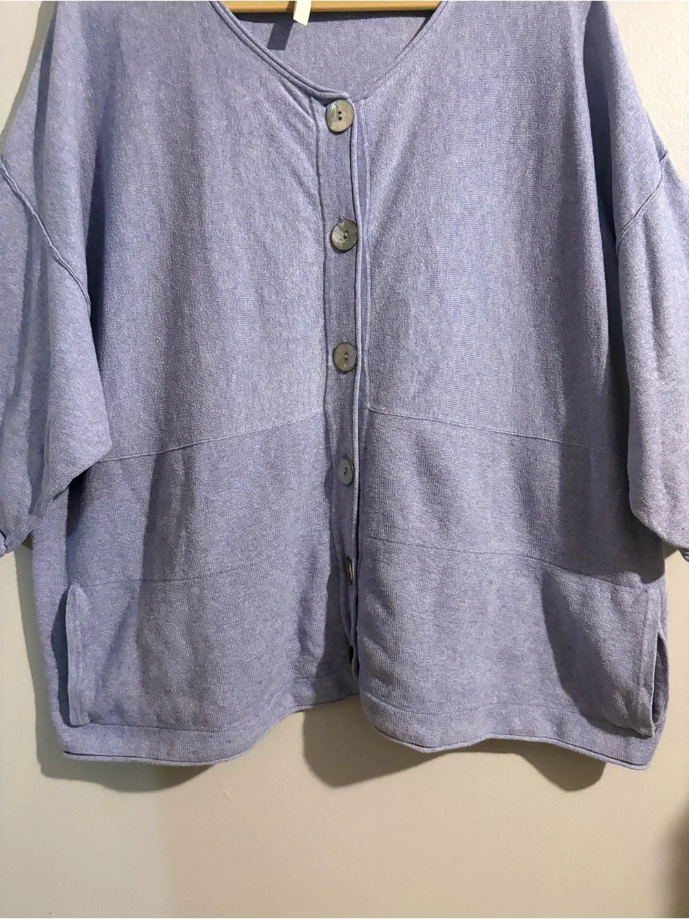 Pure Jill Lavender Cashmere Blend Button Up Cardigan Sweater Oversized Pockets - Picture 8 of 11